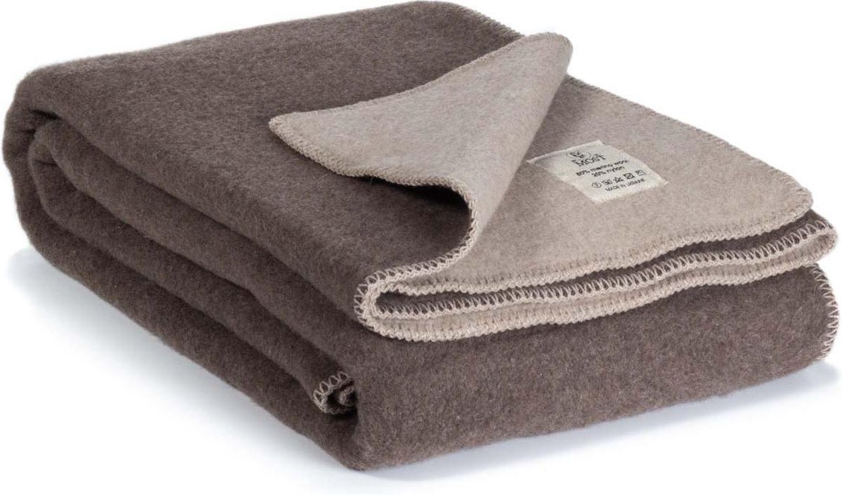 MOST Merino wollen duo deken Wolverine - 140 x 200 cm - Bruin/Beige