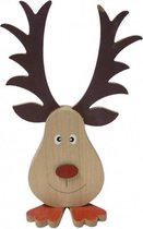 kerstdecoratie rendier 36 x 18,5 cm hout naturel/bruin