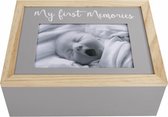 opbergbox 'My first memories' 24x19x9 cm hout grijs