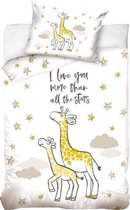 dekbedovertrek Baby Giraffe 90 x 120 cm katoen wit