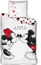 dekbedovertrek Mickey & Minnie 140 x 200 cm katoen wit