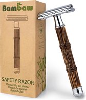 Bamboe Scheermes | Slim Zilver | Safety Razor | Traditionele Veiligheidsscheermes | Hoge Kwaliteit | Houten Scheermes | Milieuvriendelijk | Voor Mannen & Vrouwen | Duurzaam | Geschikt voor Alle Dubbelzijdige Scheermesjes | Bambaw