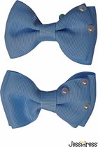 Jessidress® Haarclips Elegante Haarclip met dubbele Haarstrik - Blauw
