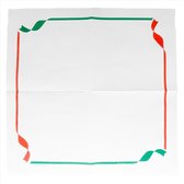 Serviettes blanches avec vert et rouge / 33X33cm - 50 pièces