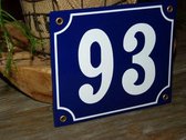 Emaille huisnummer 18x15 blauw/wit nr. 93