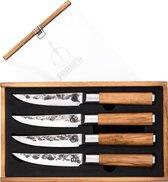 Bol.com Forged Olive Steakmessenset 4-delig - Olijfhout - In Houten Giftbox aanbieding