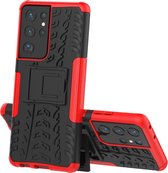 Hoesje geschikt voor Samsung Galaxy S21 Ultra -Schokbestendige Back Cover - Rood