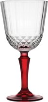 Pasabahce Diony – Wijnglazen Met Rode Voet – Set van 6 – 310 ML