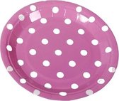 feestborden Dots meisjes 18 cm papier roze 8 stuks