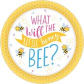feestborden babyshower "What will it Bee?" 26,7 cm 8 stuks