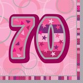 servetten 70 jaar 16 x 16 cm 16 stuks roze