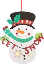 ornament sneeuwpop led 23 x 25 cm wit/zwart