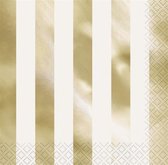 servetten Stripes 33 x 33 cm papier wit/goud 16 stuks