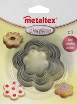 bakvormen Bloemen RVS zilver 5 stuks