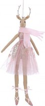 kersthanger Hert 39 cm katoen roze/bruin