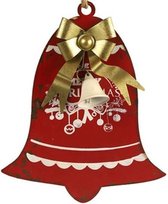 platte kerstbel Rodrigo 51 x 26 cm metaal rood