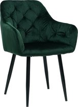 Colenis - Iris Eetkamerstoel - Groen - Fluweel - Velvet - Industrieel - Met armleuning