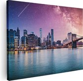 Artaza Canvas Schilderij New York Skyline Met Een Kleurrijke Hemel - 80x60 - Foto Op Canvas - Canvas Print