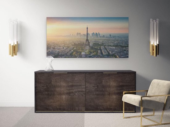 Artaza - Peinture sur toile - Skyline de Paris avec la Tour Eiffel - 100 x 50 - Groot - Photo sur toile - Impression sur toile
