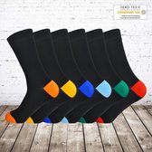 Zwarte katoenen sokken met gekleurde hak en teen 12 paar -Gianvaglia-35-38-sokken