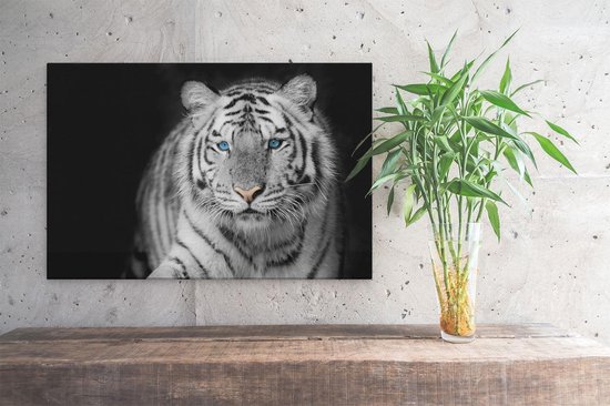 Artaza - Peinture sur toile - Tigre aux yeux bleus - Zwart Wit - 30 x 20 - Klein - Photo sur toile - Impression sur toile
