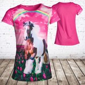 Meisjes shirt met paard en regenboog -s&C-98/104-t-shirts meisjes
