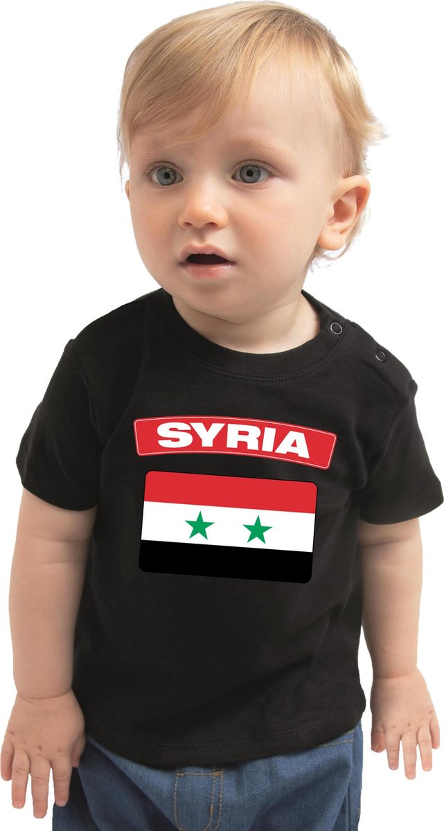 Syria baby shirt met vlag zwart jongens en meisjes - Kraamcadeau - Babykleding - Syrie landen t-shirt 62