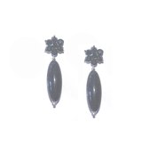 Oorbellen | clip-on | zwart | bloem | Swarovski | geen gaatjes