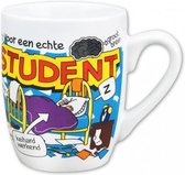 mok cartoon-stijl student keramiek 325ml blauw/wit