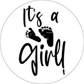 Sticker & Co - 25stuks - It's a girl! - geboorte geschenken stickers - 40mm diameter - transparant