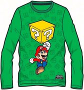 Super Mario T-shirt Lange mouw - Groen. Maat 140 cm / 10 jaar