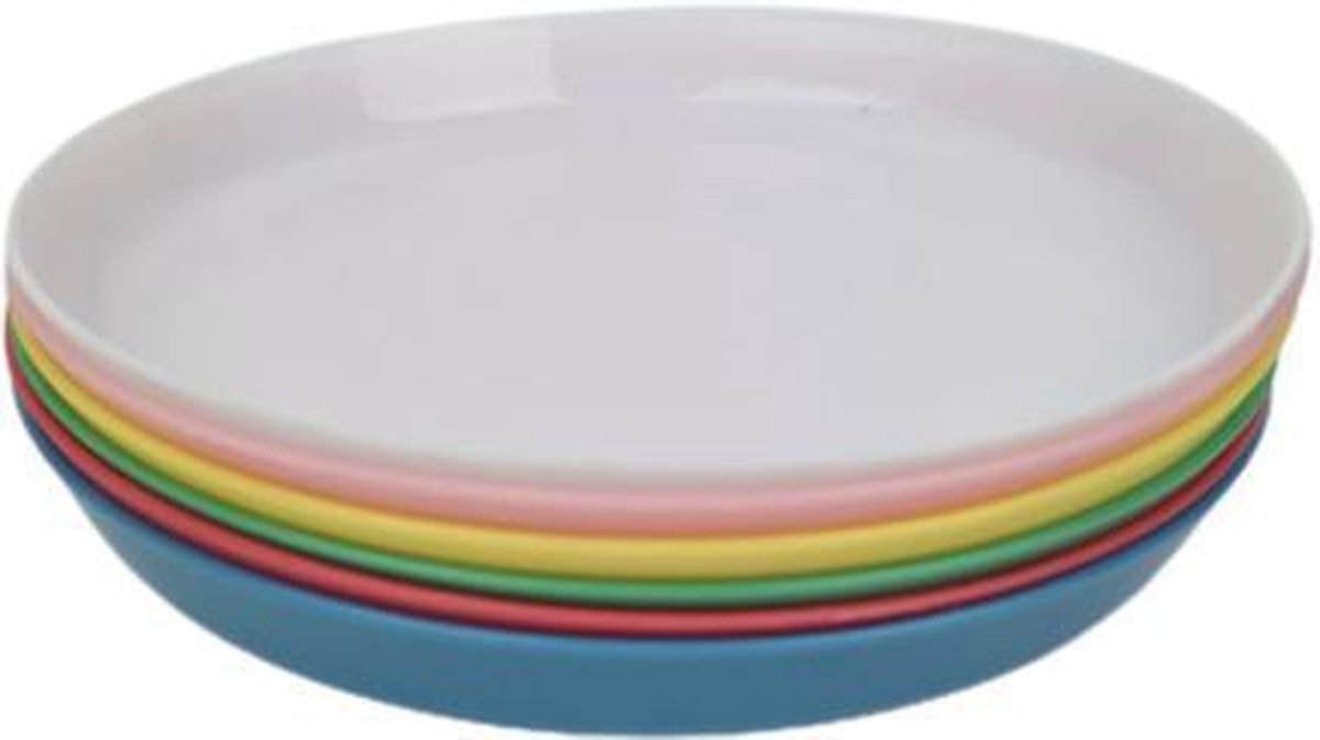 Kinder borden / bordjes BOBBY - Multicolor - 19cm - Kunststof - Set van 6 - Kinderservies