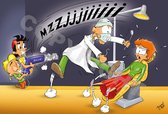 POSTER Cartoon - Tandarts, Mondhygiënist, Orthodontist - Tandarts boor - 100 x 140 cm door Roland Hols