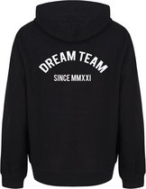 DREAM TEAM couple hoodies zwart (UNISEX - maat XL) | Gepersonaliseerd met datum | Matching hoodies | Koppel hoodies