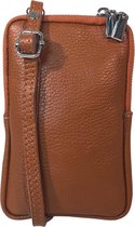 THL Design - Telefoontasje Dames Leer - Crossbody - Klein Schoudertasje - Leder - Cognac