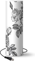Lamp Rozen - Zwart - Wit - Patronen - 50 cm hoog - Ø16 cm - Inclusief LED lamp