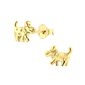 Joy|S - Zilveren hond oorbellen - 9 x 6 mm - 14k goudplating