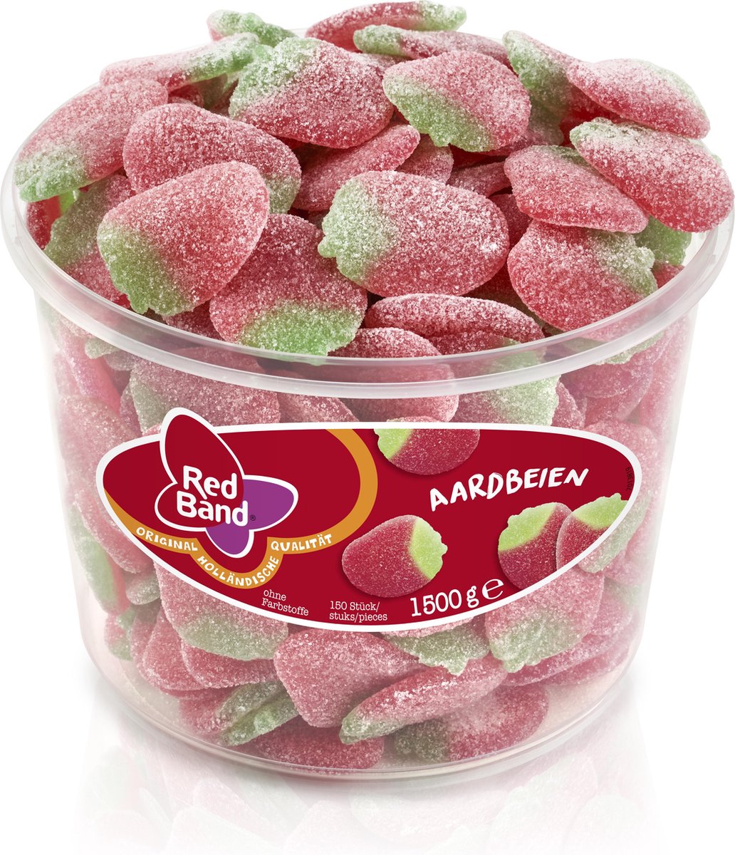 Red Band Zoete Aardbeien - 6 emmers à 150 stuks - Zacht snoep - Snoep in emmers