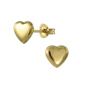 Joy|S - Zilveren hartje oorbellen - 7 mm - 14k goudplating