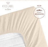 KiCo Label Premium Hoeslaken Eenpersoons 90x200cm sand | 100% mousseline  katoen | Extra kwaliteit |OEKO-Tex certificeert