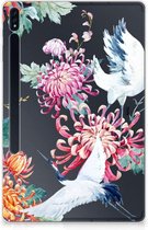 Cover Case Geschikt voor Samsung Galaxy Tab S7 Plus Hoesje Super als Cadeau voor Vriendin Bird Flowers met doorzichte zijkanten