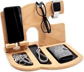 Telefoon Docking Station – Organizer Nachtkastje – Accessoires houder Bureau – Hout