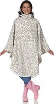 Rain cape beige/white with reflective details-One size