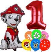 Paw Patrol Ballonnen Set Marshall - 1 Jaar - Latex Ballonnen - Decoratie