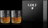 Handgemaakte Kristallen Whiskey Glazen Verona in Geschenkdoos by GDLF® | Handmade in Italie | Luxe Whisky Glazen Set van 2 | Cadeau Voor Man & Vrouw | Vaderdag Cadeau