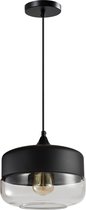 QUVIO Hanglamp retro - Plafondlamp - Sfeerlamp - Leeslamp - Eettafellamp - Verlichting - Slaapkamer lamp - Slaapkamer verlichting - Keukenverlichting - Keukenlamp - Brede kap van metaal en gl