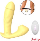 TipsToys Draagbare 8.0 Vibrator Zuigfunctie - Clitoris Gspot Afstandsbediening SexToys Vrouwen Geel