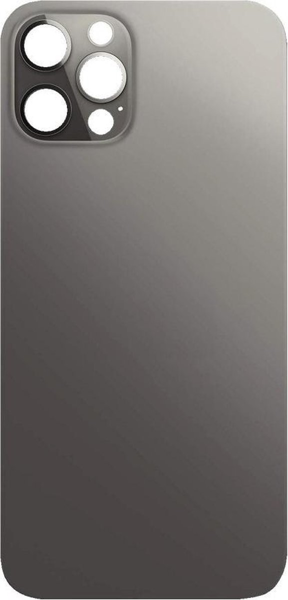 iPhone 12 Pro Max - Achterkant glas / Back cover glas / Behuizing glas - Big Hole - Zwart