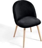 Miadomodo - Eetkamerstoelen - Velvet stoel - Beech Wood Legs - Backlest - Keukenstoel - Woonkamerstoel - Zwart - 2 PCS