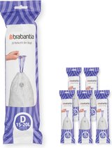 Brabantia PerfectFit sac poubelle avec fermeture code D, 15-20 litres, 6 rouleaux x 20 pcs - White